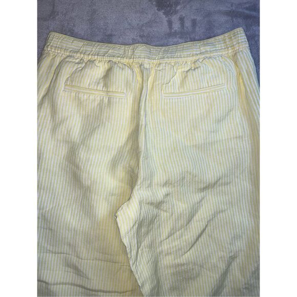New women’s Yellow Striped Linen Wide Leg Pants LARGE - Picture 6 of 8